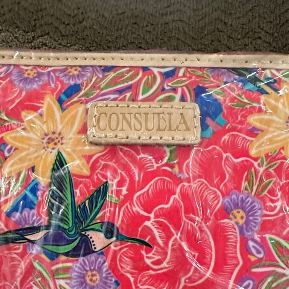 Consuela Vibrant Pink and Purple Floral Zipper Wristlet Wallet - Picture 2 of 3